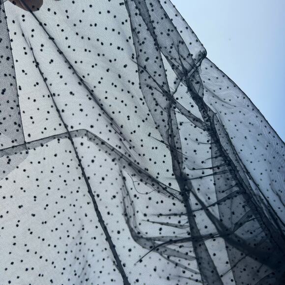 Zara Tulle Tiered Swiss Dot Gown Maxi Holiday Dress Black Belted Witchy Small - Picture 9 of 11